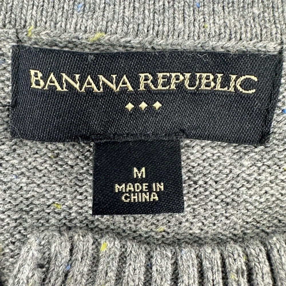 Banana Republic Henley Sweater Mens Size M Gray Cotton Blend Preppy Layering